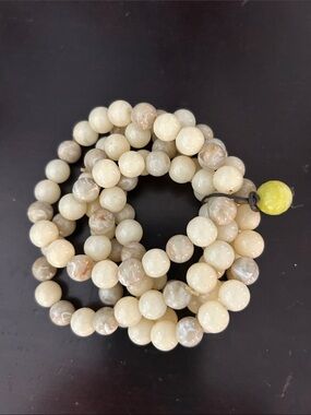Neutral Cream Beaded Stretch Bracelet Necklace - Women Jewelry